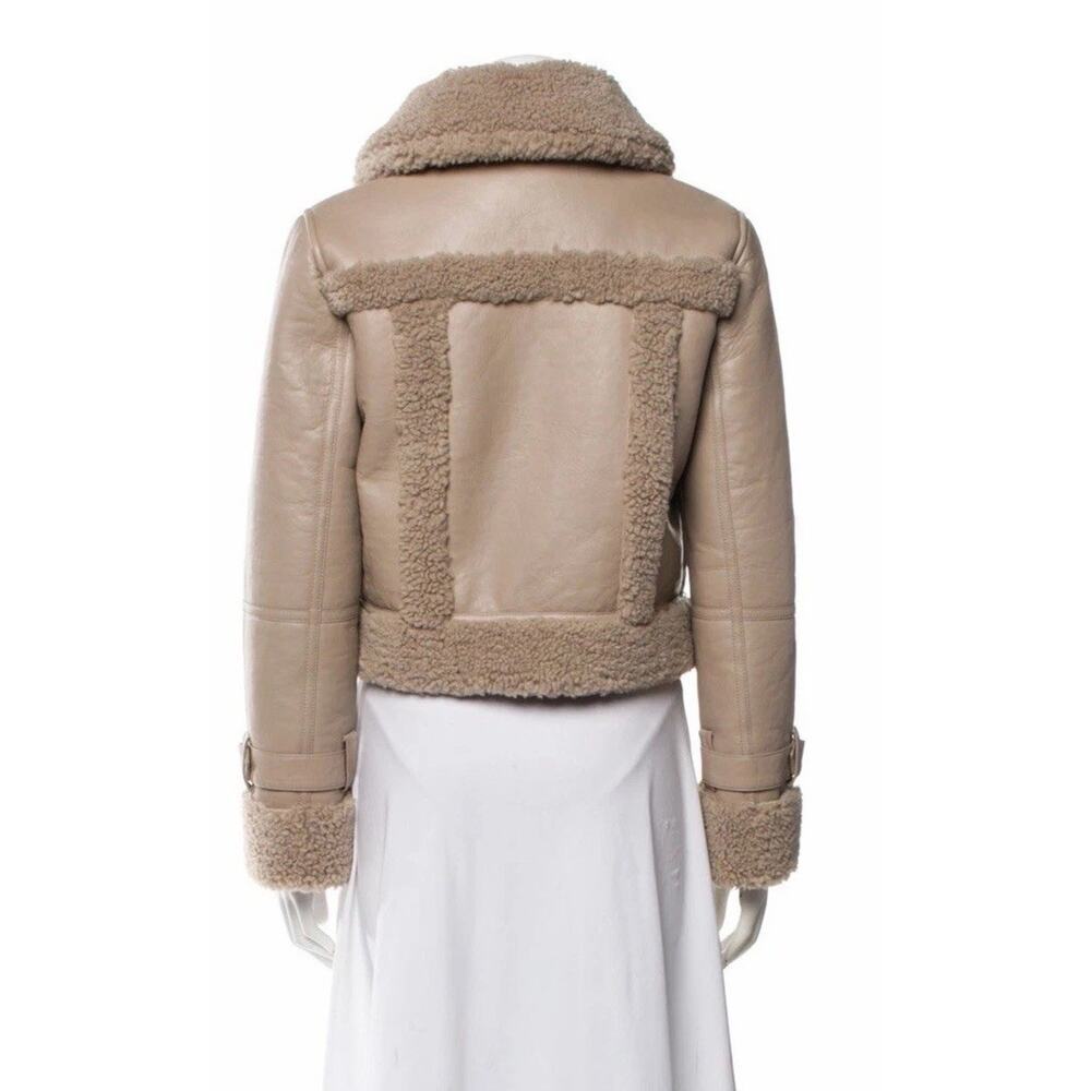 Apparis Jay Faux Leather & Faux Shearling Moto Jacket Taupe Sz M $465 NWT - Picture 2 of 16